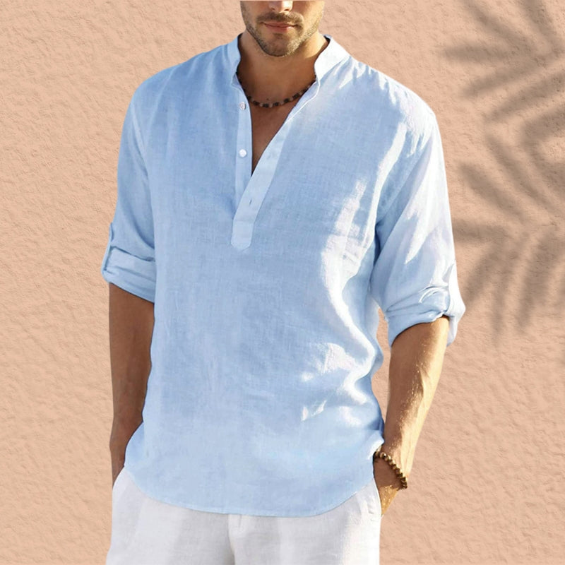 Abdeslam - Lässiges Langarmhemd Aus Leinen