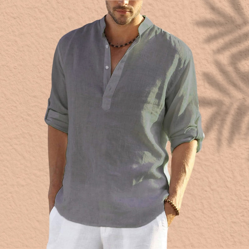 Abdeslam - Lässiges Langarmhemd Aus Leinen