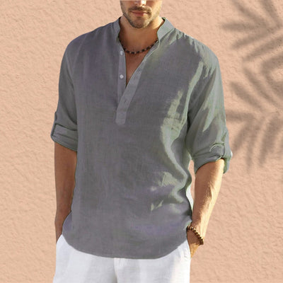 Abdeslam - Lässiges Langarmhemd Aus Leinen