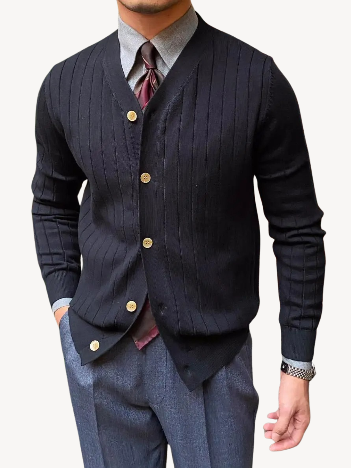 Andrew | Herren-Cardigan mit V-Ausschnitt